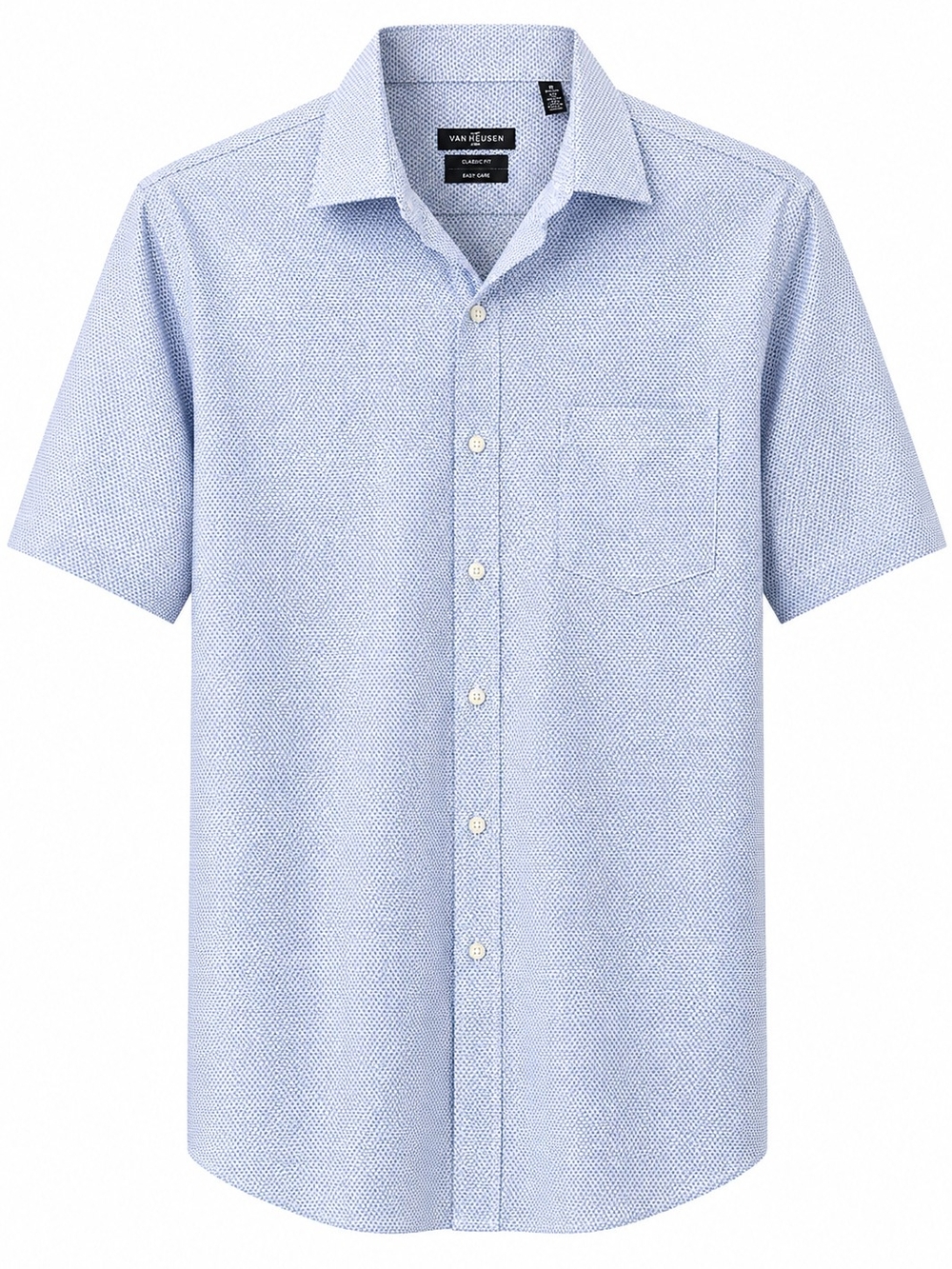 Van Heusen Pale Blue Short-Sleeve Button-Down Shirt Classic Fit LG